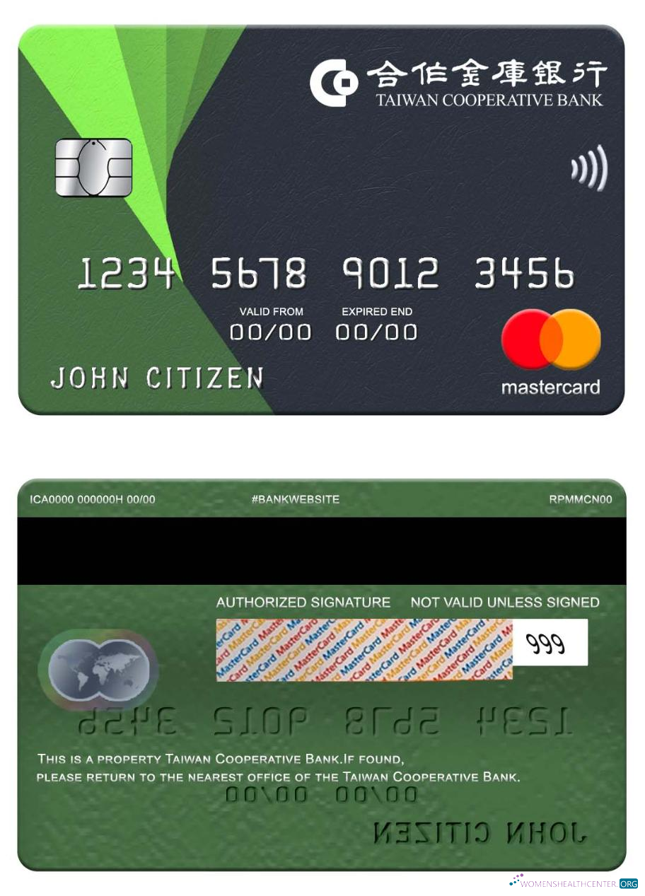 Realistische Herunterladen Taiwan Cooperative Bank Mastercard Photoshop Vorlage