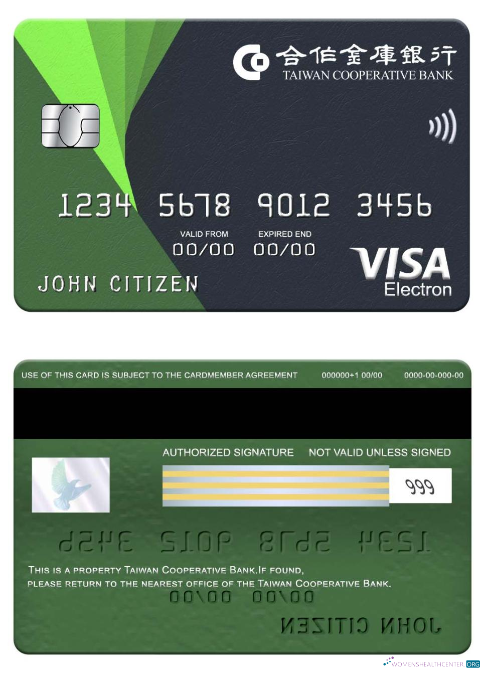 Professionelle Herunterladen Taiwan Cooperative Bank Visa Electron Karte Photoshop Vorlage