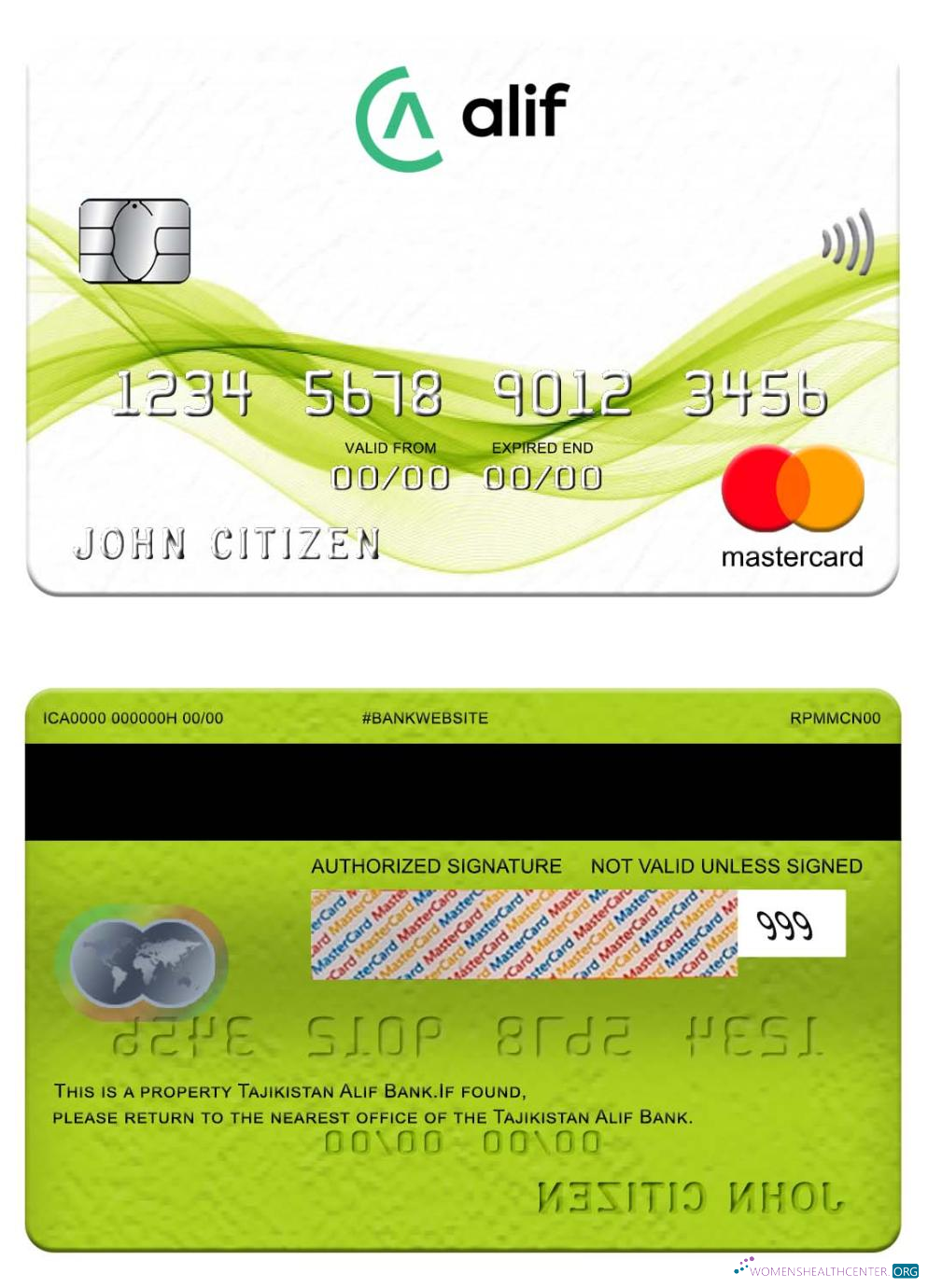 Hochwertige Herunterladen Tadschikistan Alif Bank Mastercard Photoshop Vorlage