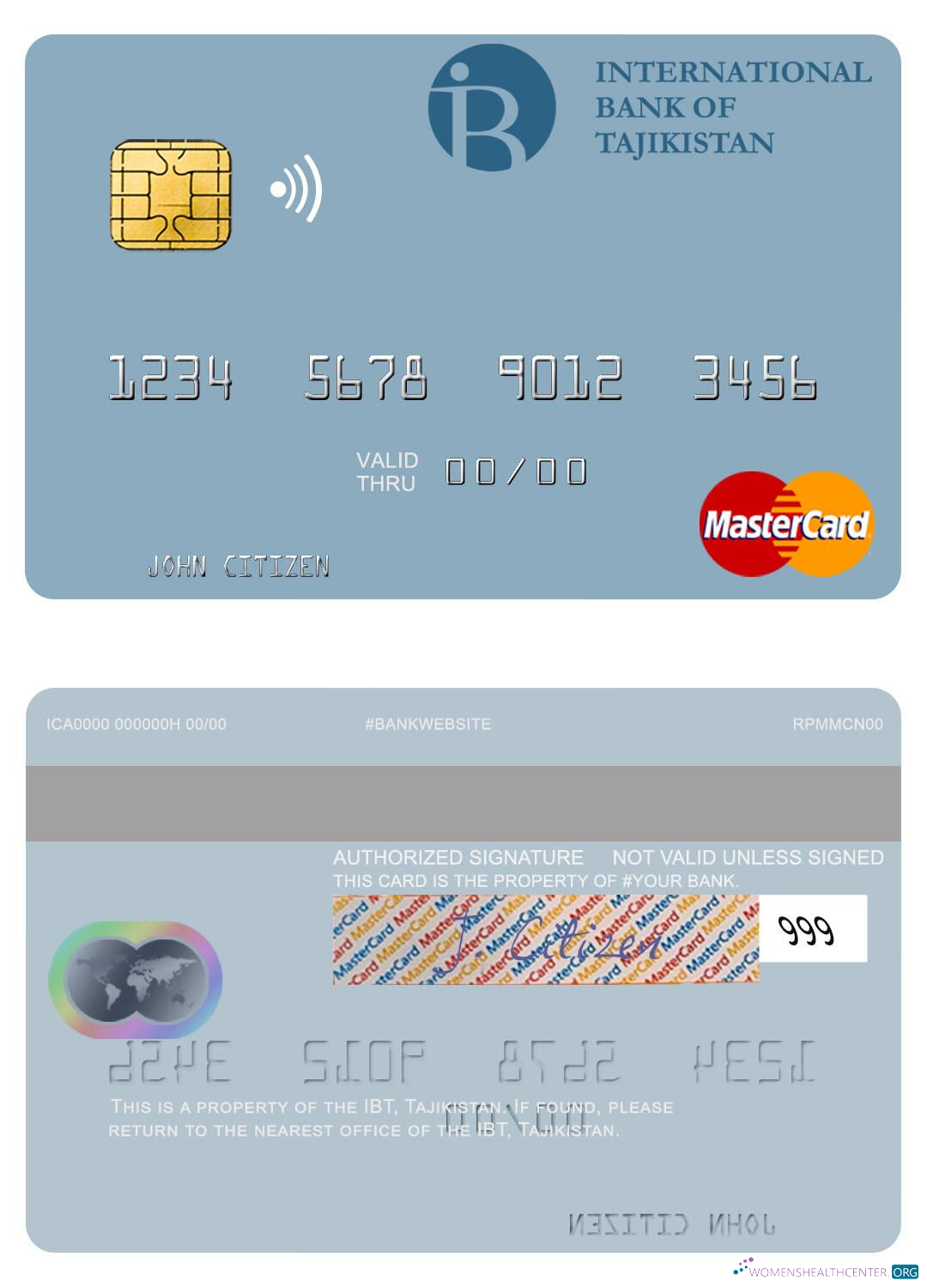 Professionelle Herunterladen Tadschikistan IBT Mastercard Photoshop Vorlage