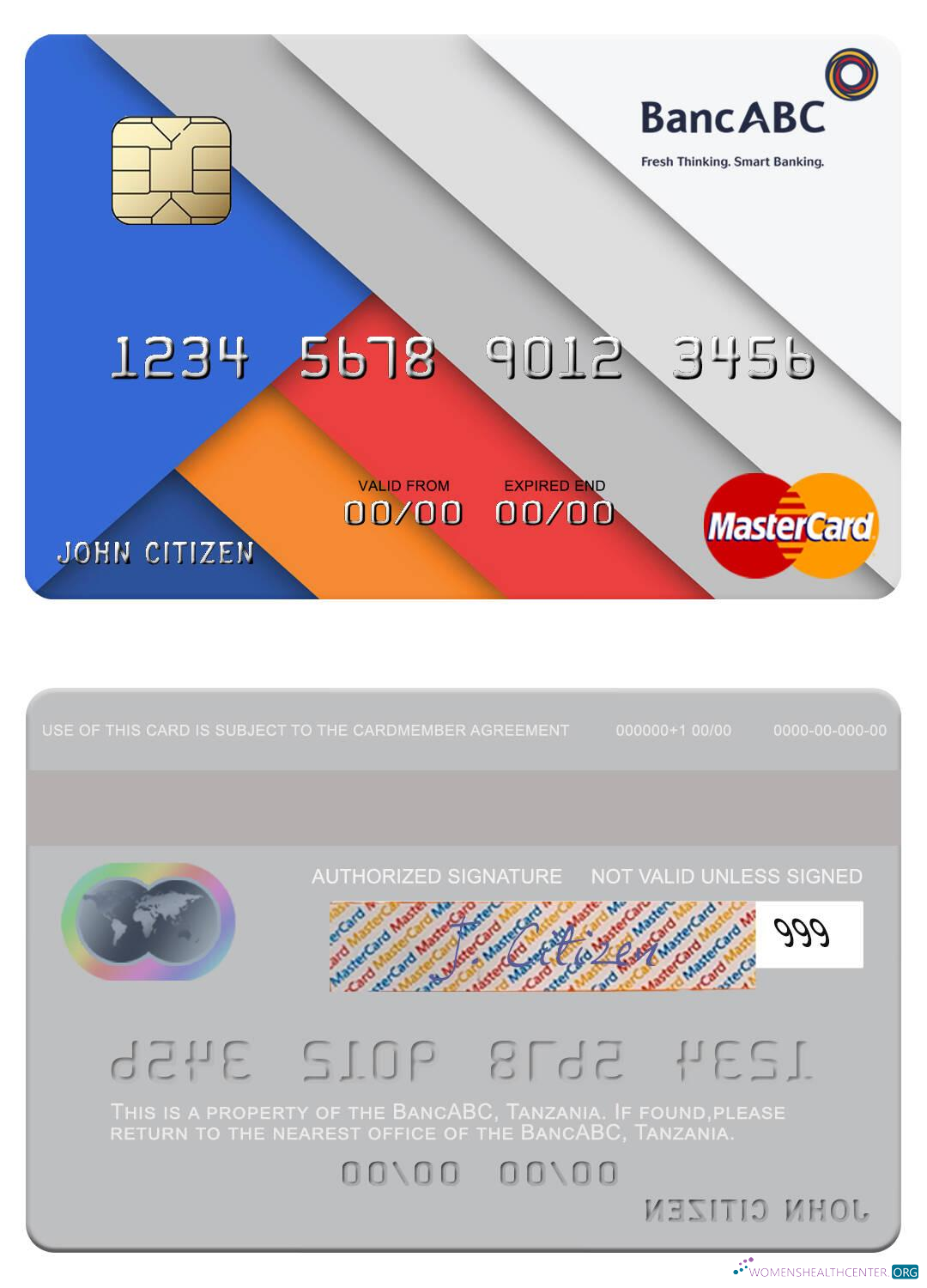 Realistische Herunterladen Tansania BancABC Mastercard Photoshop Vorlage
