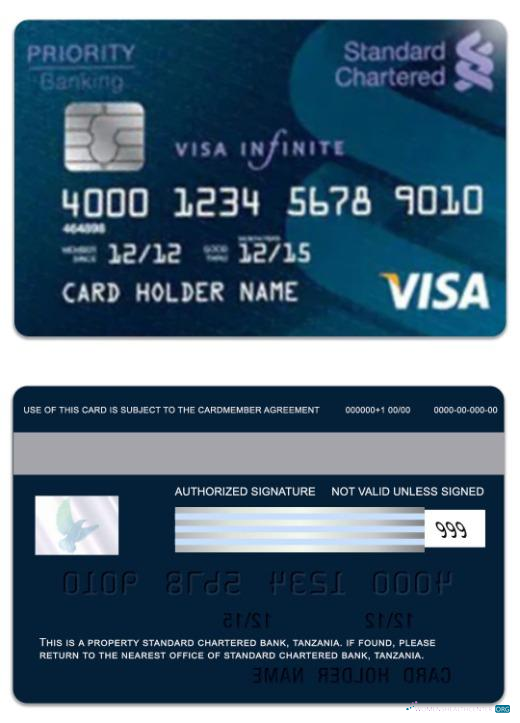 Premium Herunterladen Tansania Standard Chartered Bank Visa Debit Karte Photoshop Vorlage