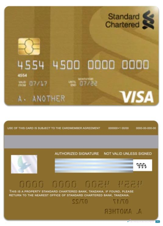 Hochwertige Herunterladen Tansania Standard Chartered Bank Visa Gold Debit Karte Photoshop Vorlage
