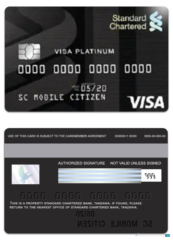 Premium Herunterladen Tansania Standard Chartered Bank Visa Platin Kredit Karte Photoshop Vorlage
