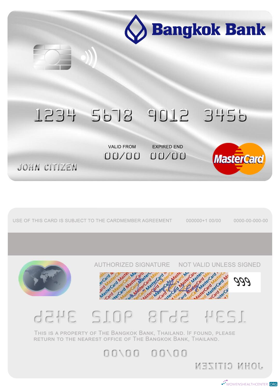 Hochwertige Herunterladen Thailand Bangkok Bank Mastercard Grau Photoshop Vorlage