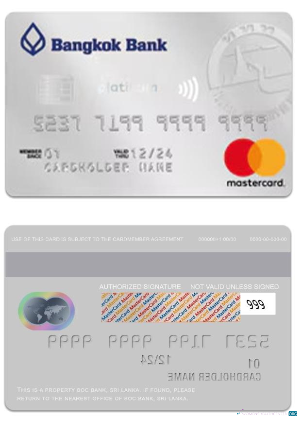 Editierbare Herunterladen Thailand Bangkok Bank Platin Reise Mastercard Photoshop Vorlage