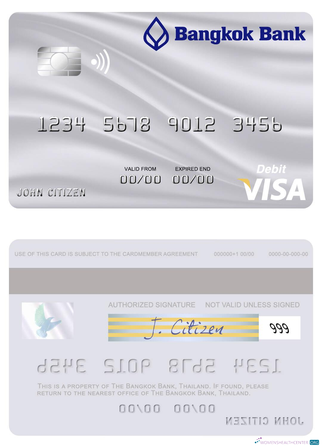 Hochwertige Herunterladen Thailand Bangkok Bank Visa Debit Karte Photoshop Vorlage