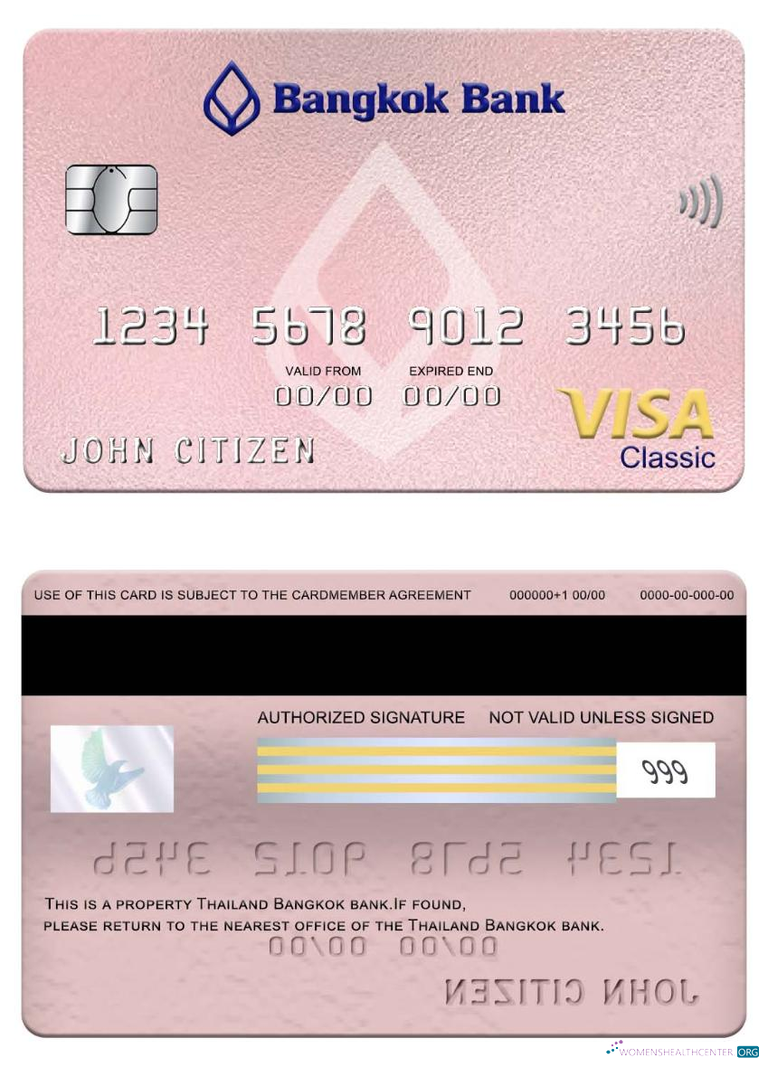 Hochwertige Herunterladen Thailand Bangkok Bank Visa Classic Karte Photoshop Vorlage