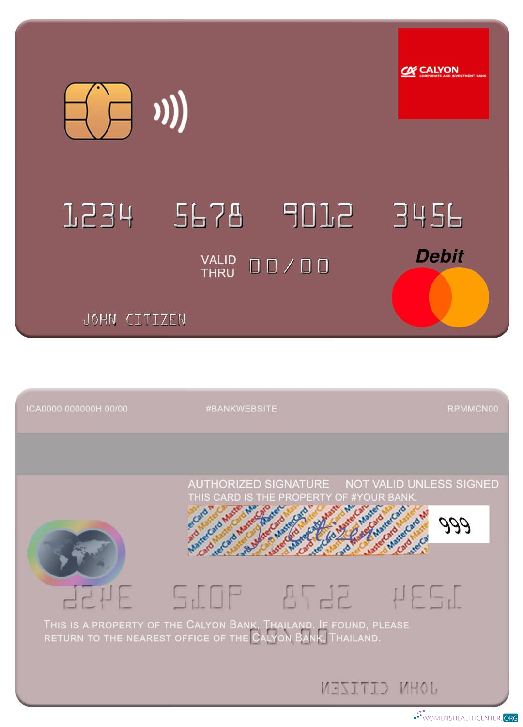 Realistische Herunterladen Thailand Calyon Bank Mastercard Photoshop Vorlage