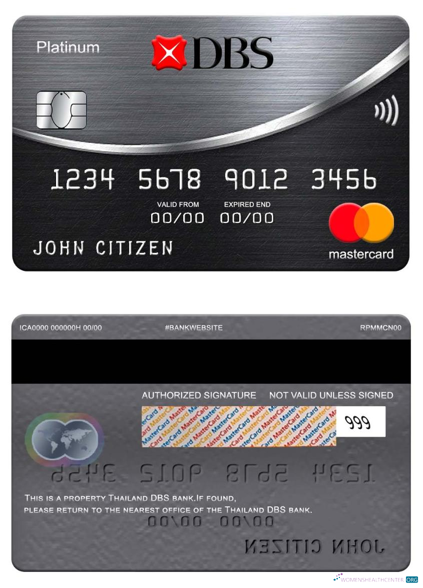 Realistische Herunterladen Thailand DBS Bank Mastercard Platin Photoshop Vorlage