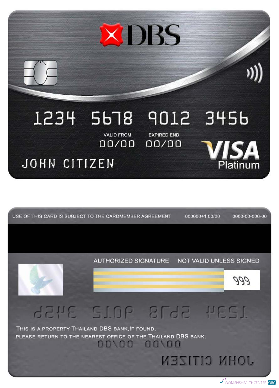 Realistische Herunterladen Thailand DBS Bank Platin Visa Karte Photoshop Vorlage