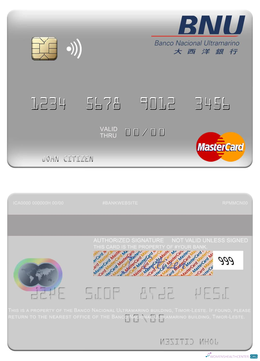 Realistische Herunterladen Timor Leste Banco Nacional Ultramarino Building Mastercard Photoshop Vorlage