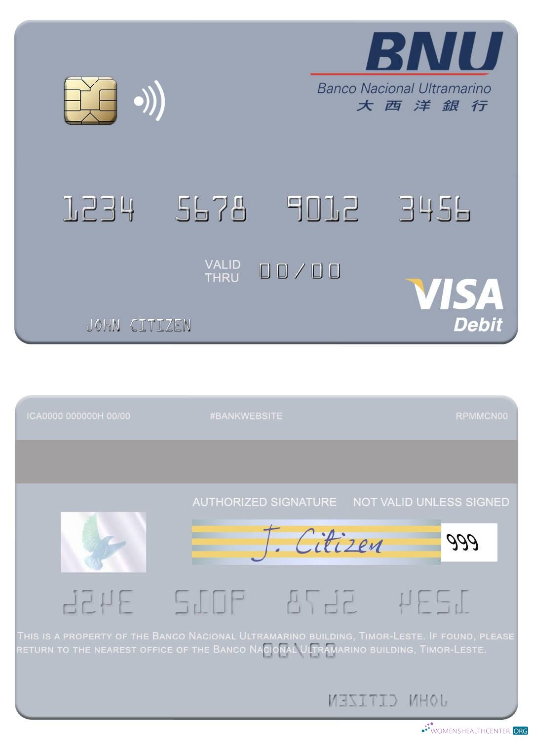 Premium Herunterladen Timor Leste Banco Nacional Ultramarino Building Visa Debit Karte Photoshop Vorlage