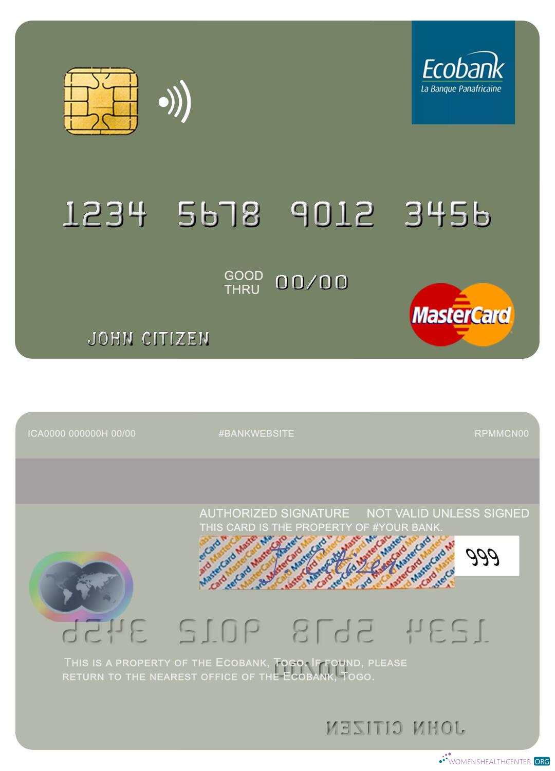 Professionelle Herunterladen Togo Ecobank Mastercard Photoshop Vorlage