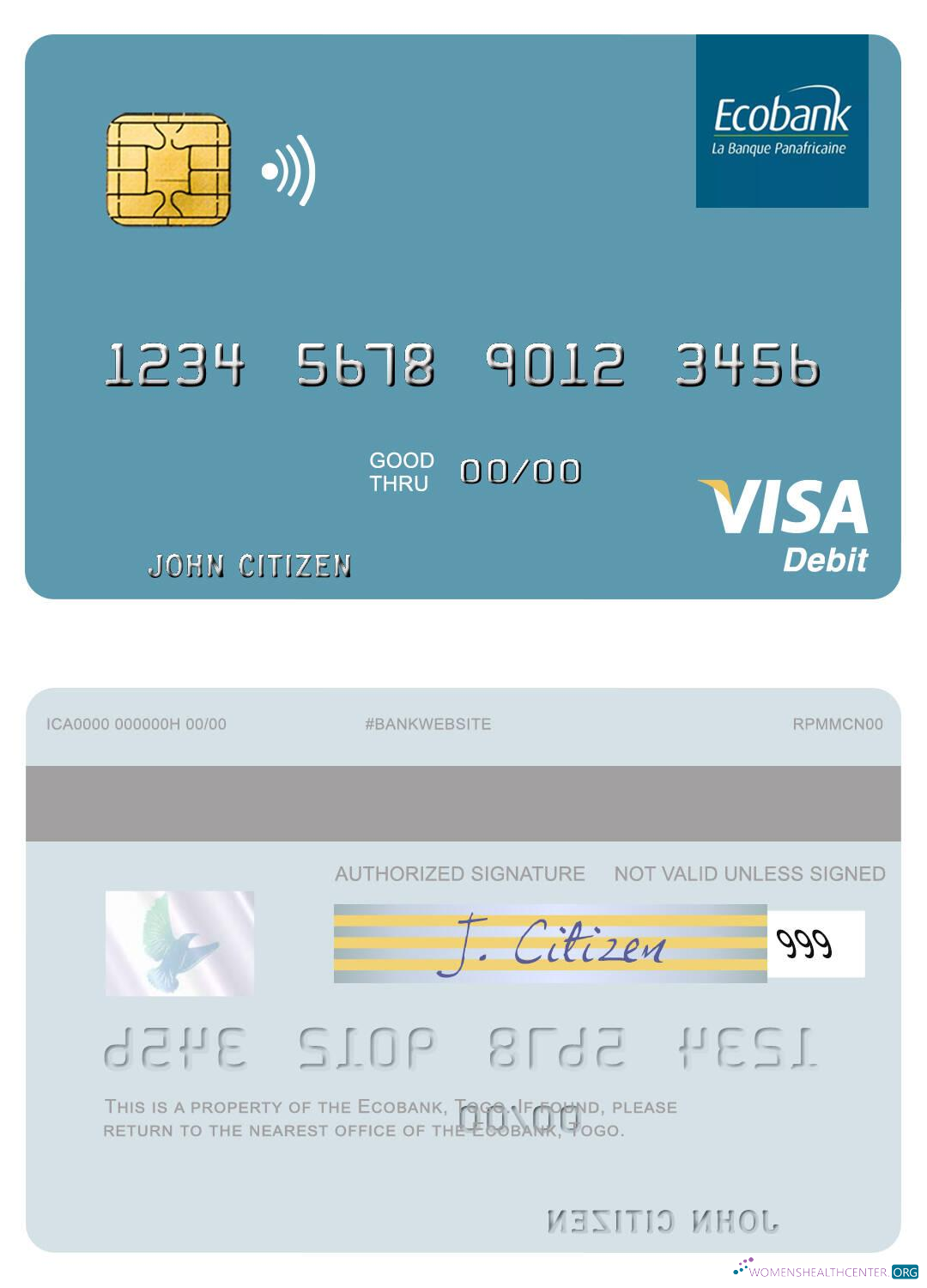 Editierbare Herunterladen Togo Ecobank Visa Debit Karte Photoshop Vorlage