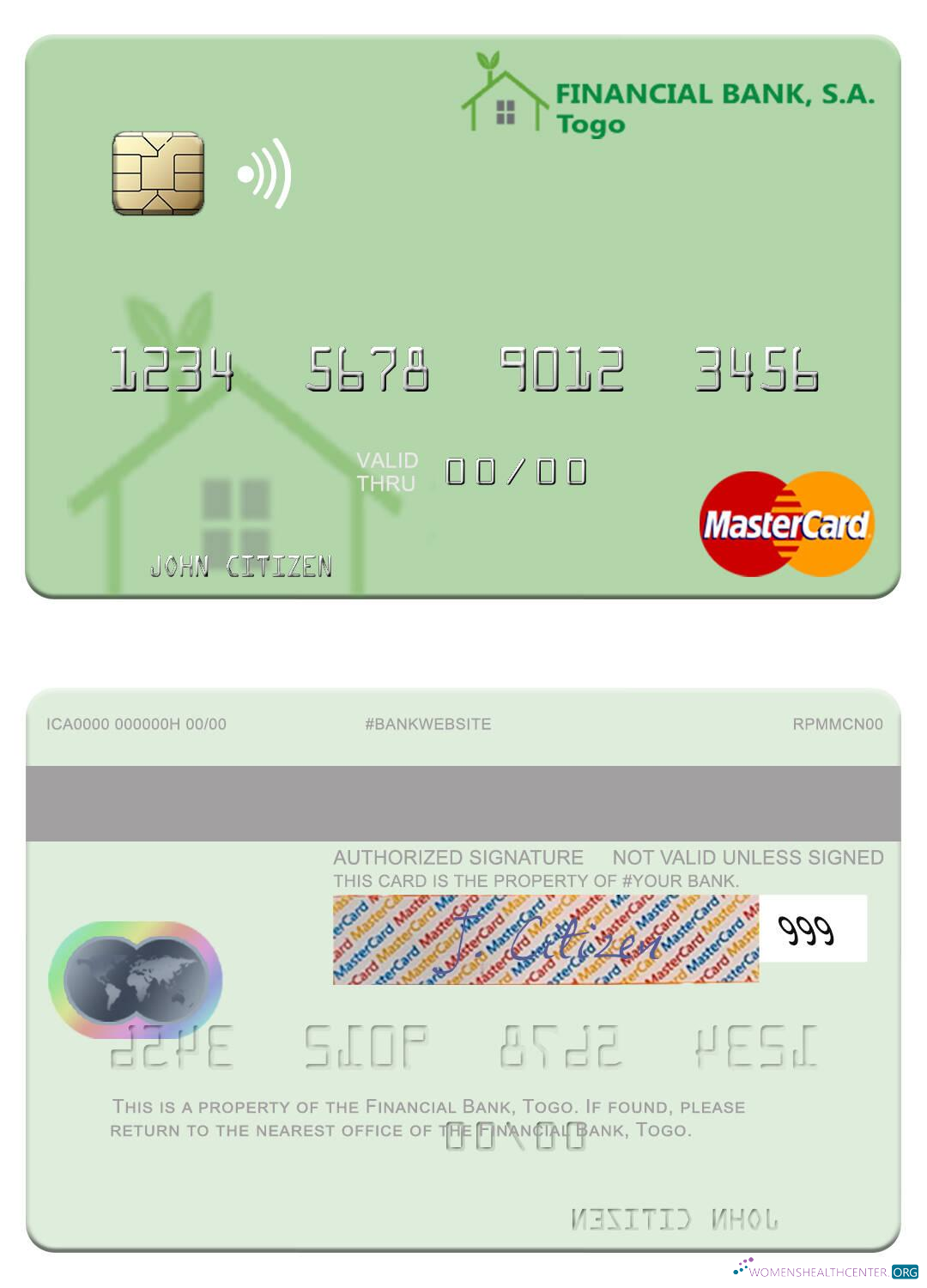 Editierbare Herunterladen Togo Financial Bank Mastercard Photoshop Vorlage