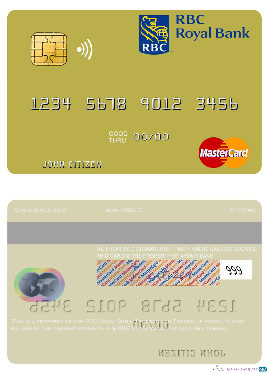 Hochwertige Herunterladen Trinidad und Tobago RBC Royal Bank Mastercard Photoshop Vorlage