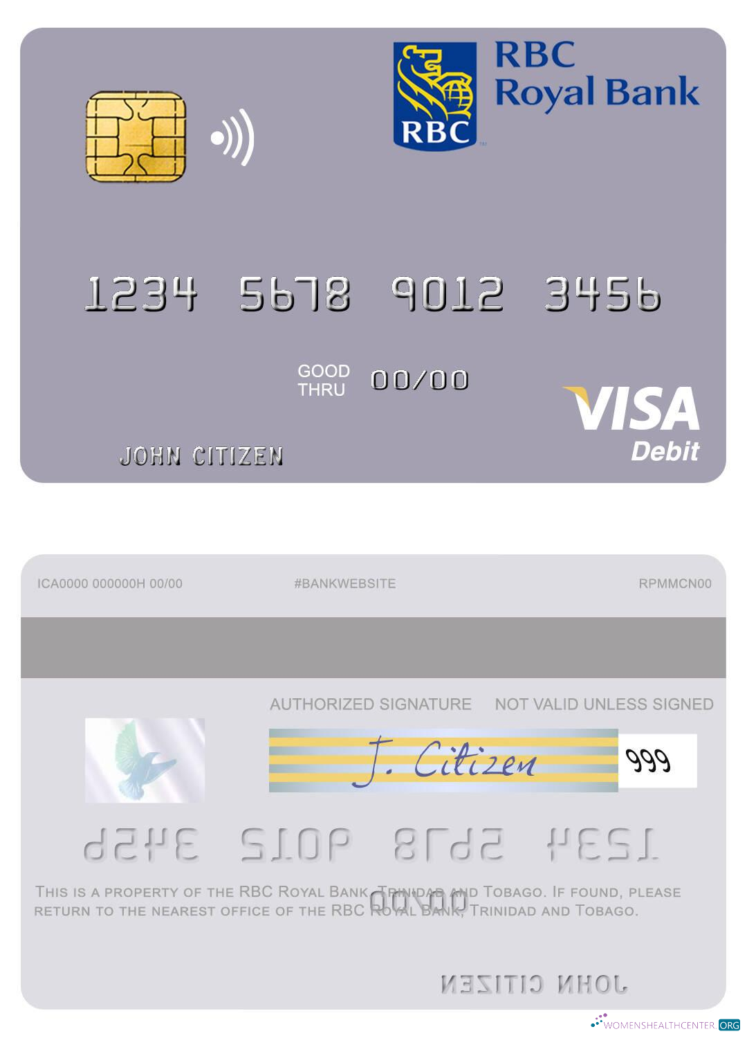 Hochwertige Herunterladen Trinidad und Tobago RBC Royal Bank Visa Debit Karte Photoshop Vorlage
