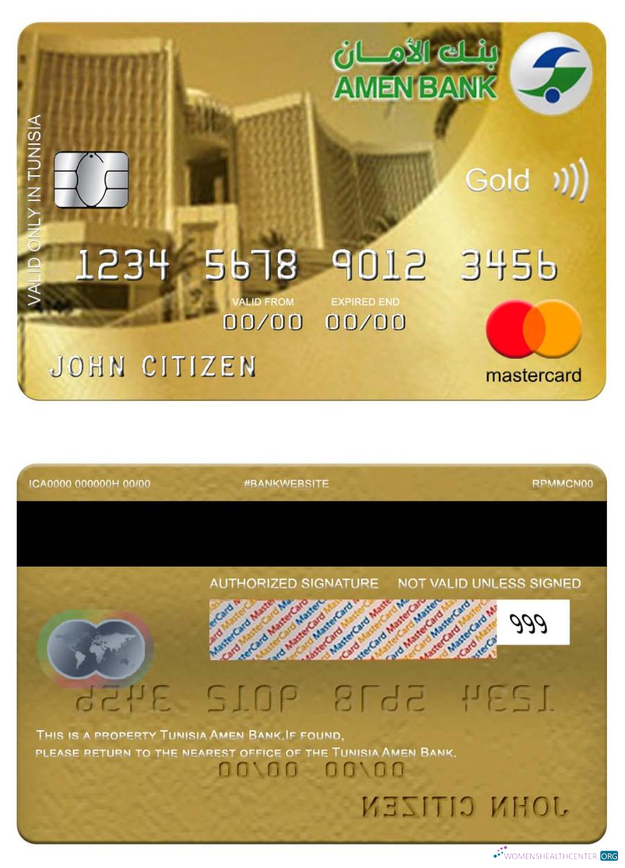 Realistische Herunterladen Tunesien Amen Bank Mastercard Gold Photoshop Vorlage