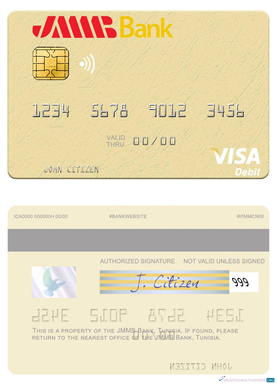 Premium Herunterladen Tunesien JMMB Bank Visa Debit Karte Photoshop Vorlage