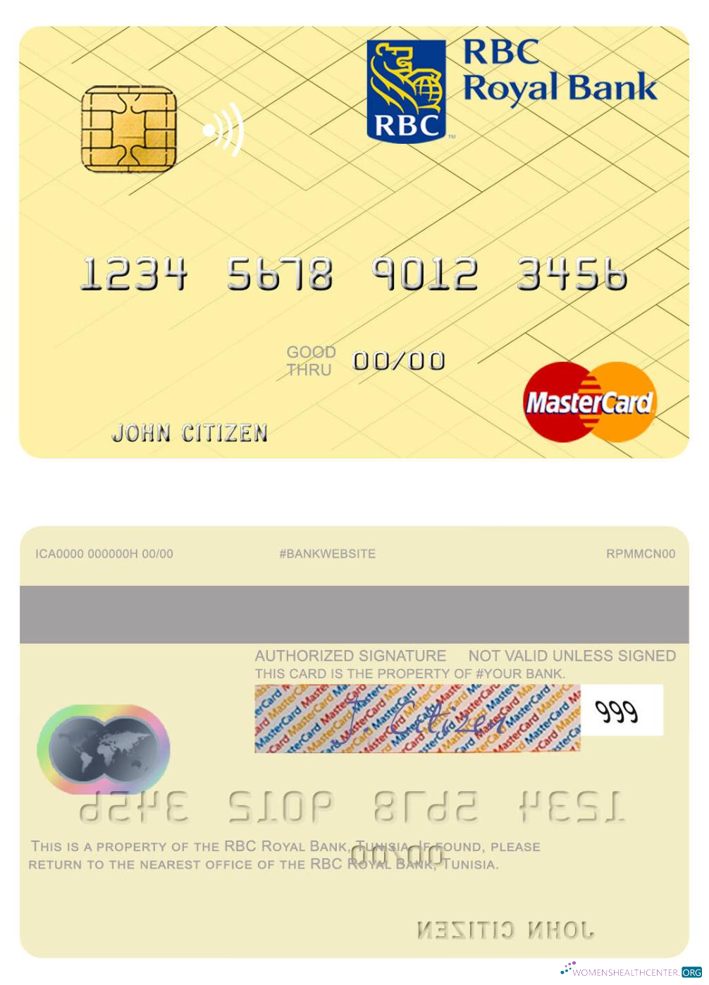 Realistische Herunterladen Tunesien RBC Royal Bank Mastercard Photoshop Vorlage