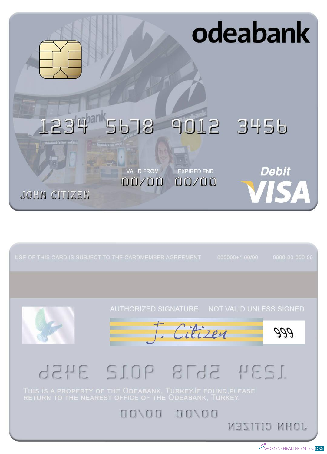 Professionelle Herunterladen Türkei Odeabank Visa Debit Karte Photoshop Vorlage