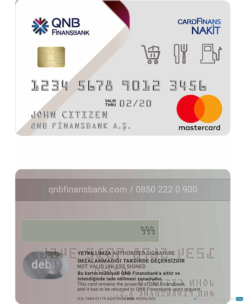 Realistische Herunterladen Türkei QNB Finansbank Mastercard Photoshop Vorlage