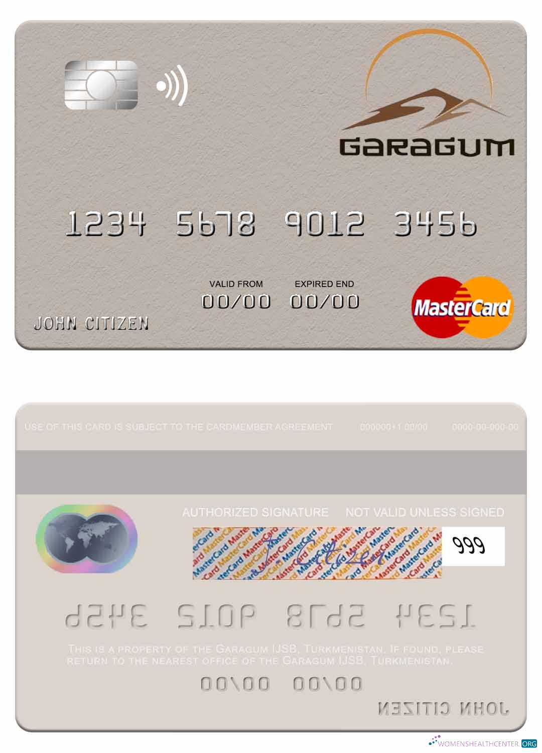 Realistische Herunterladen Turkmenistan Garagum IJSB Mastercard Photoshop Vorlage