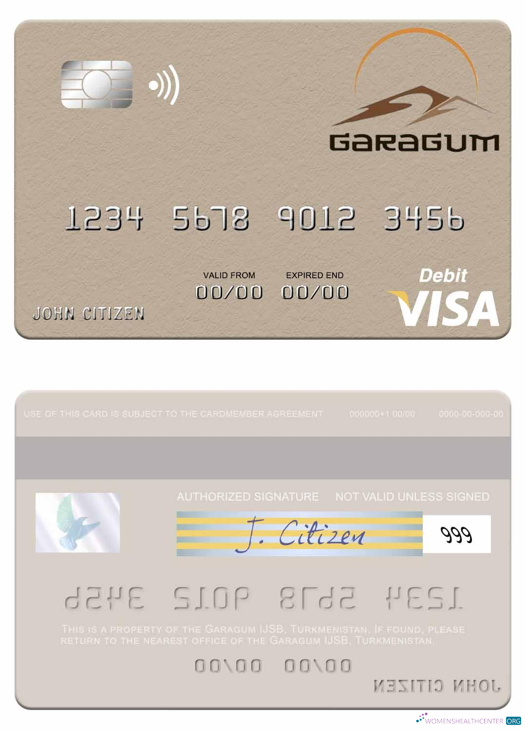 Realistische Herunterladen Turkmenistan Garagum IJSB Visa Debit Karte Photoshop Vorlage