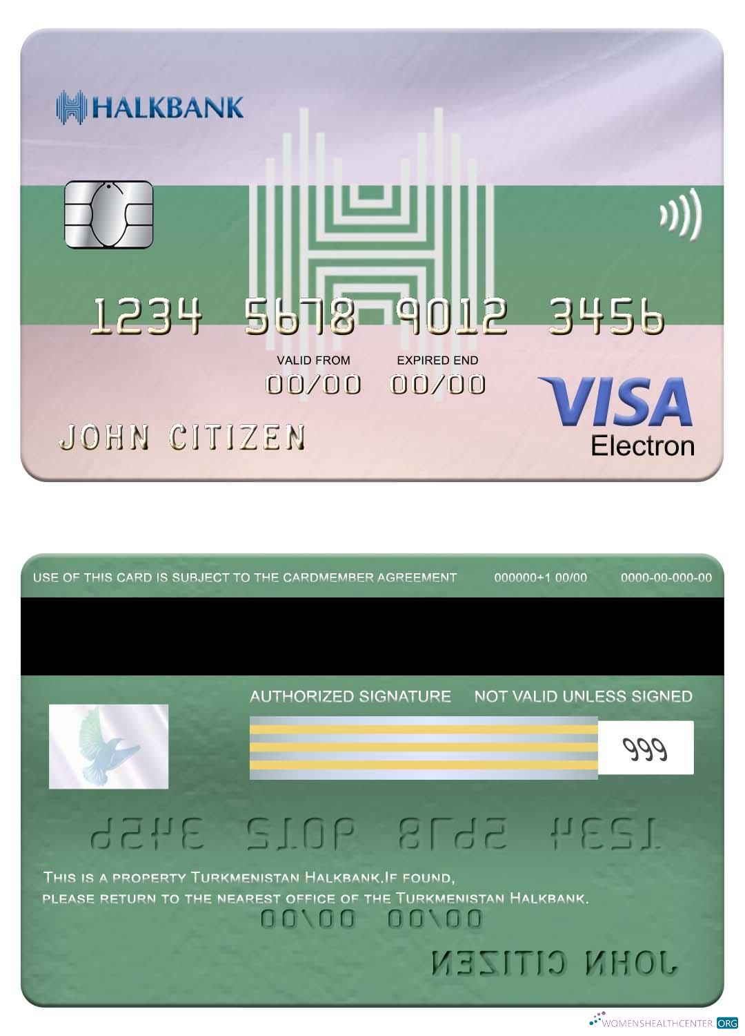 Professionelle Herunterladen Turkmenistan Halkbank Visa Electron Karte Photoshop Vorlage