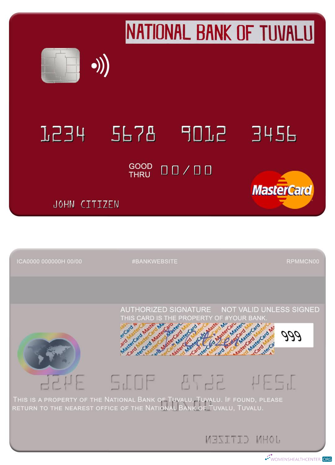 Editierbare Herunterladen Tuvalu National Bank von Tuvalu Mastercard Photoshop Vorlage