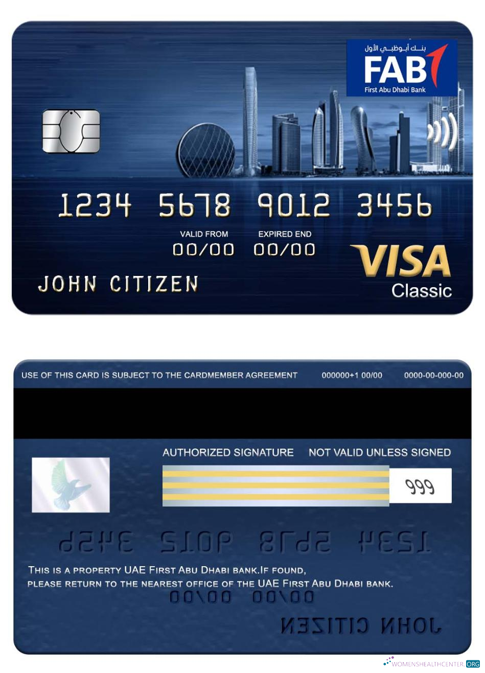 Premium Herunterladen UAE Erste Abu Dhabi Bank Visa Classic Photoshop Vorlage