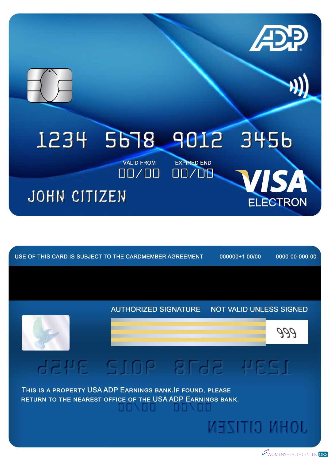 Premium Herunterladen USA ADP Earnings Bank Visa Electron Karte Photoshop Vorlage