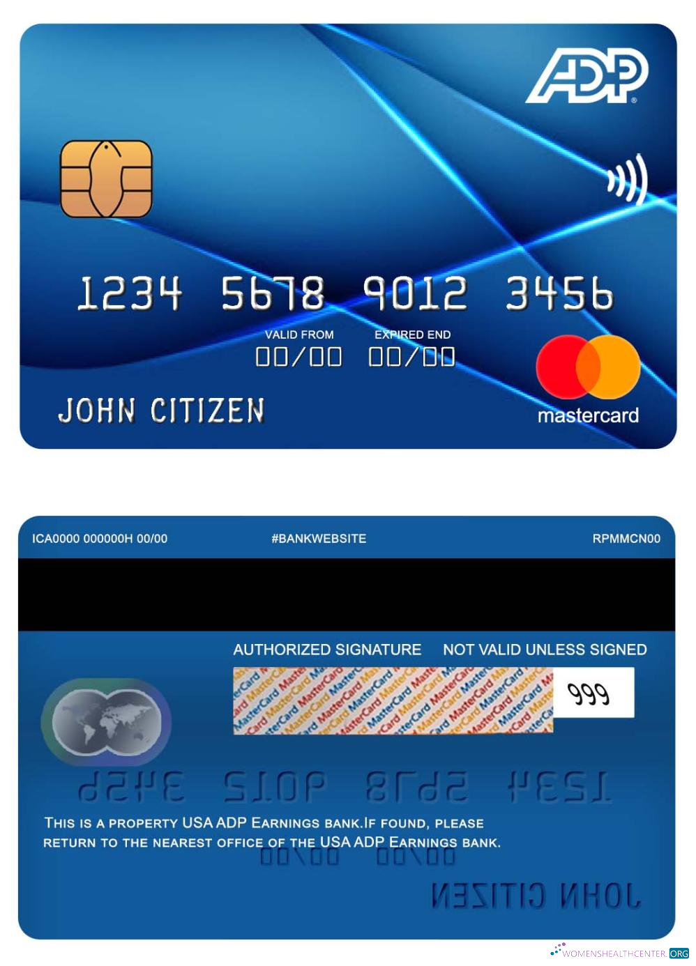 Realistische Herunterladen USA ADP Earnings Mastercard Photoshop Vorlage