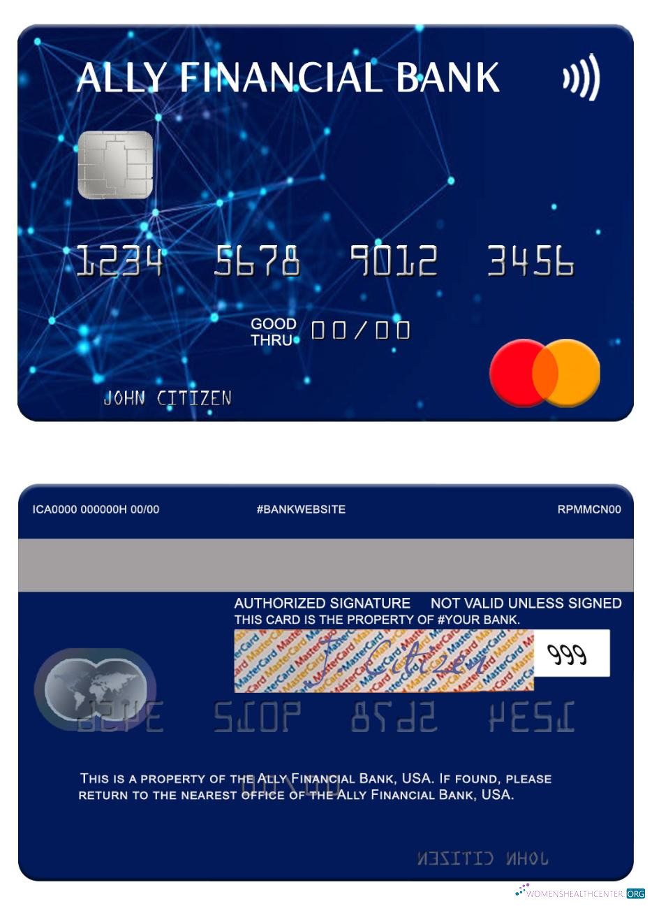 Hochwertige Herunterladen USA Ally Financial Bank Mastercard Photoshop Vorlage