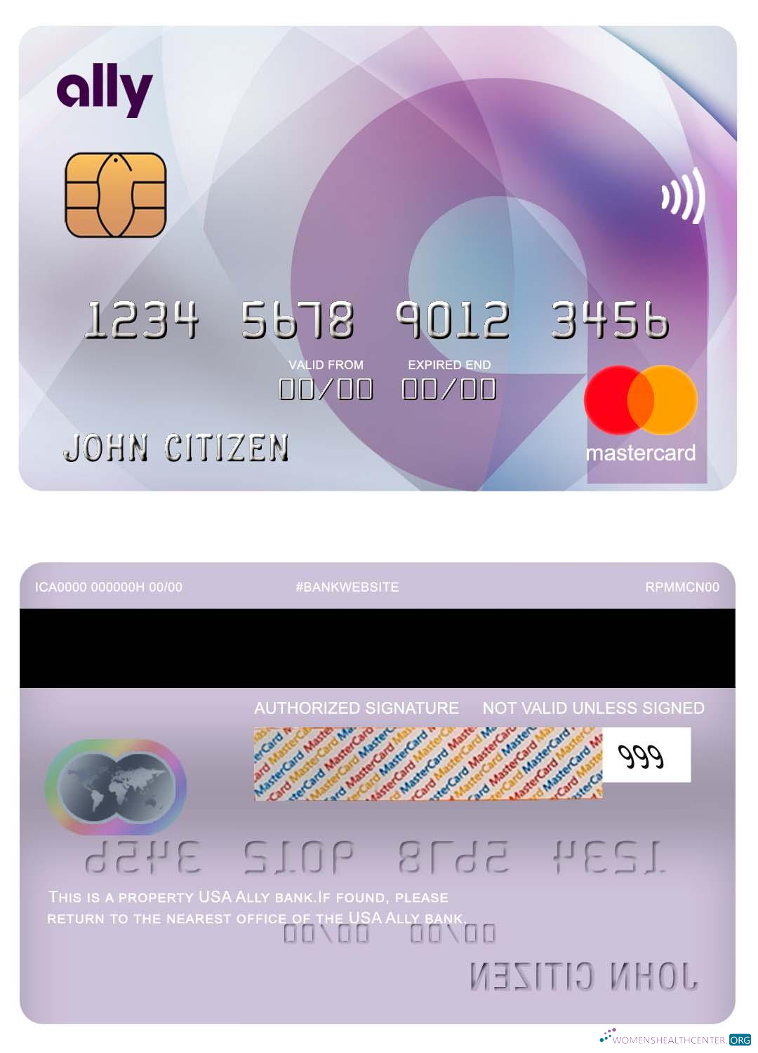 Editierbare Herunterladen USA Ally Bank Mastercard Photoshop Vorlage