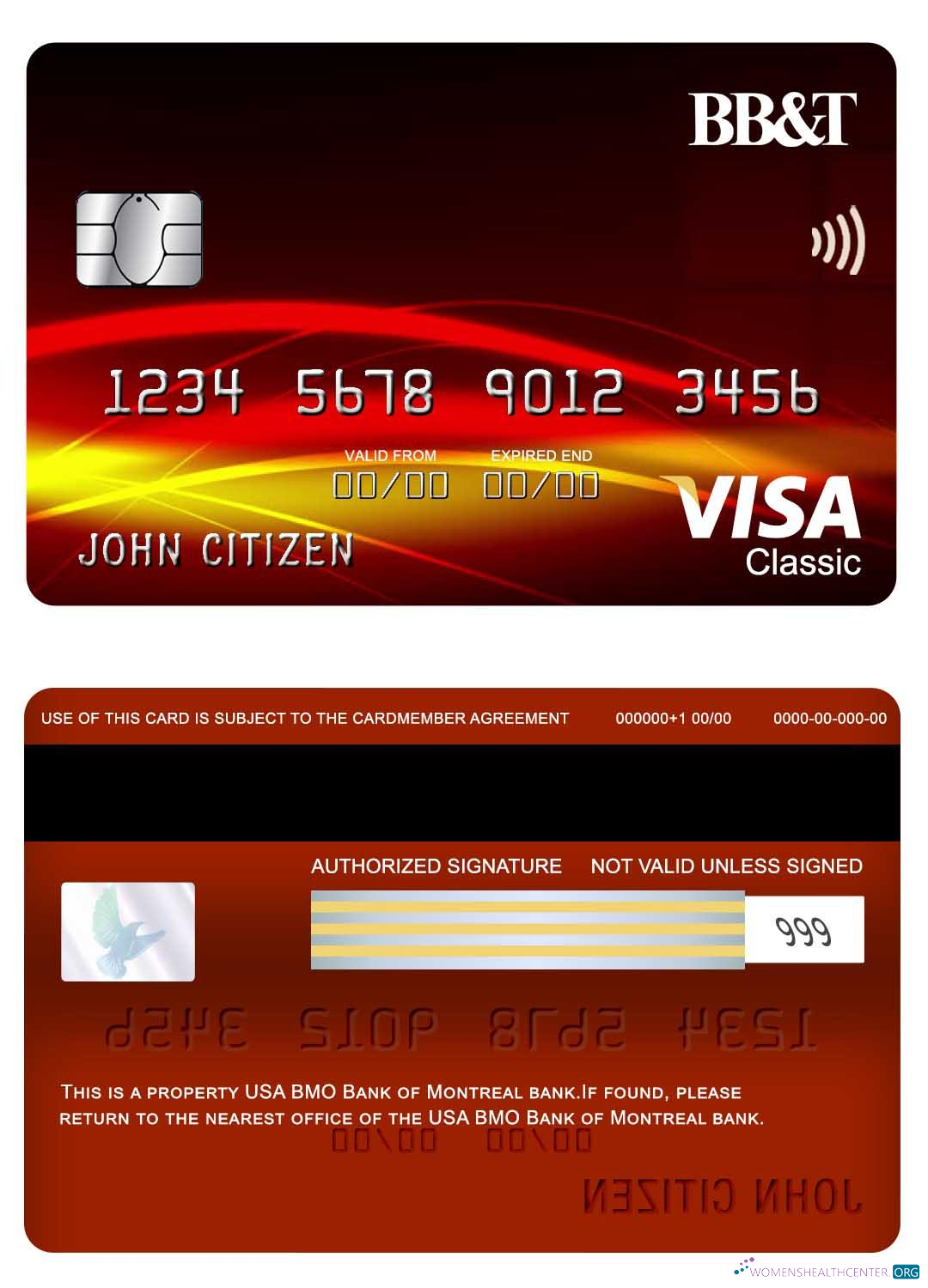 Realistische Herunterladen USA BB&T Corp. Bank Visa Classic Karte Photoshop Vorlage