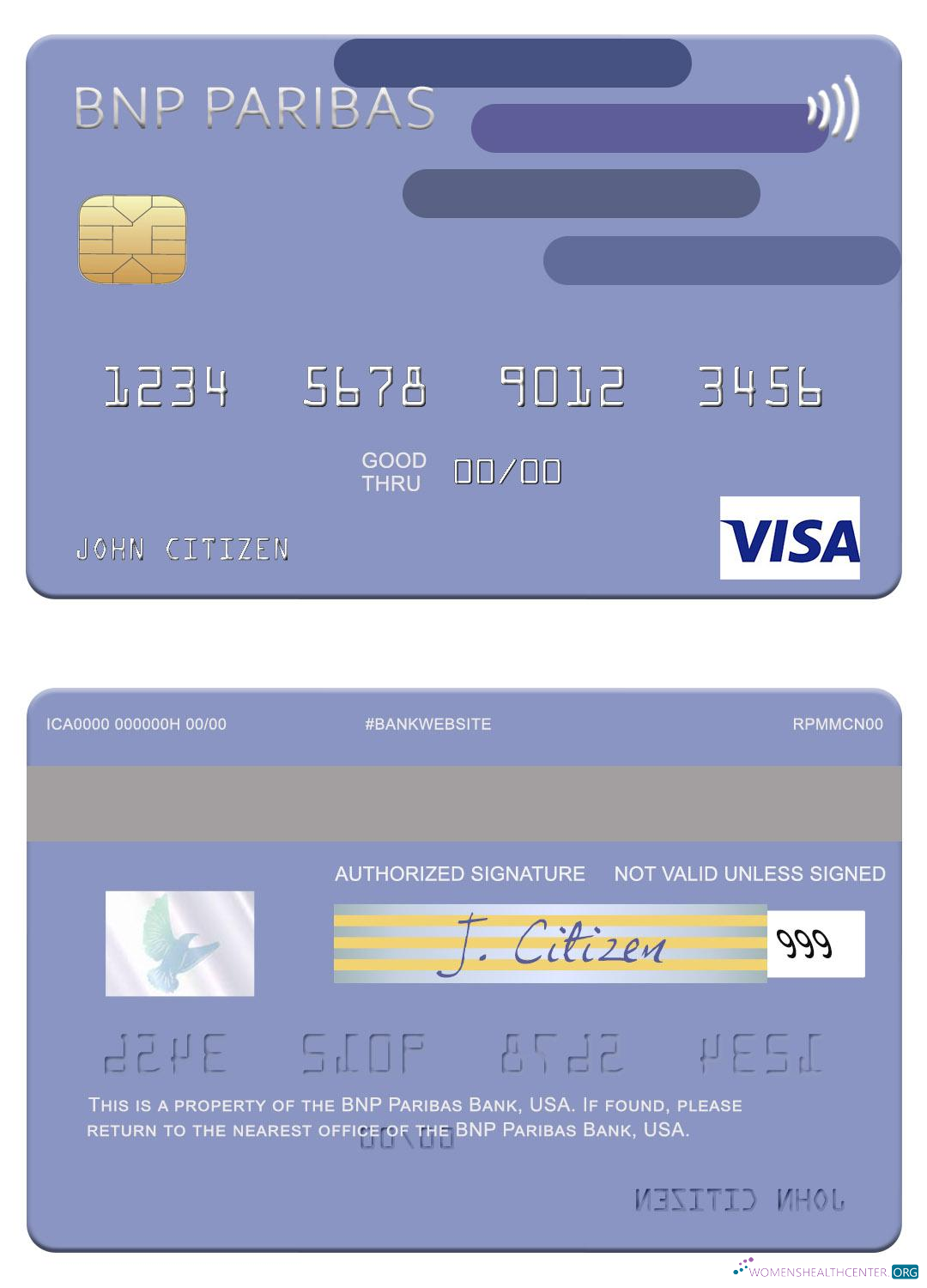 Professionelle Herunterladen USA BNP Paribas Bank Visa Karte Photoshop Vorlage
