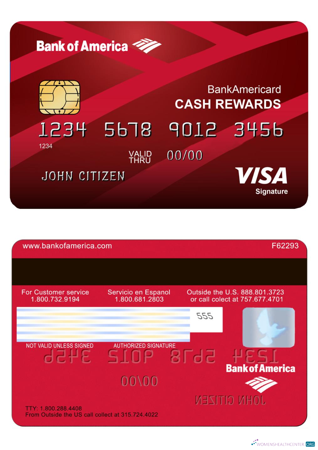 Realistische Herunterladen USA Bank von America Visa Signature Karte Photoshop Vorlage