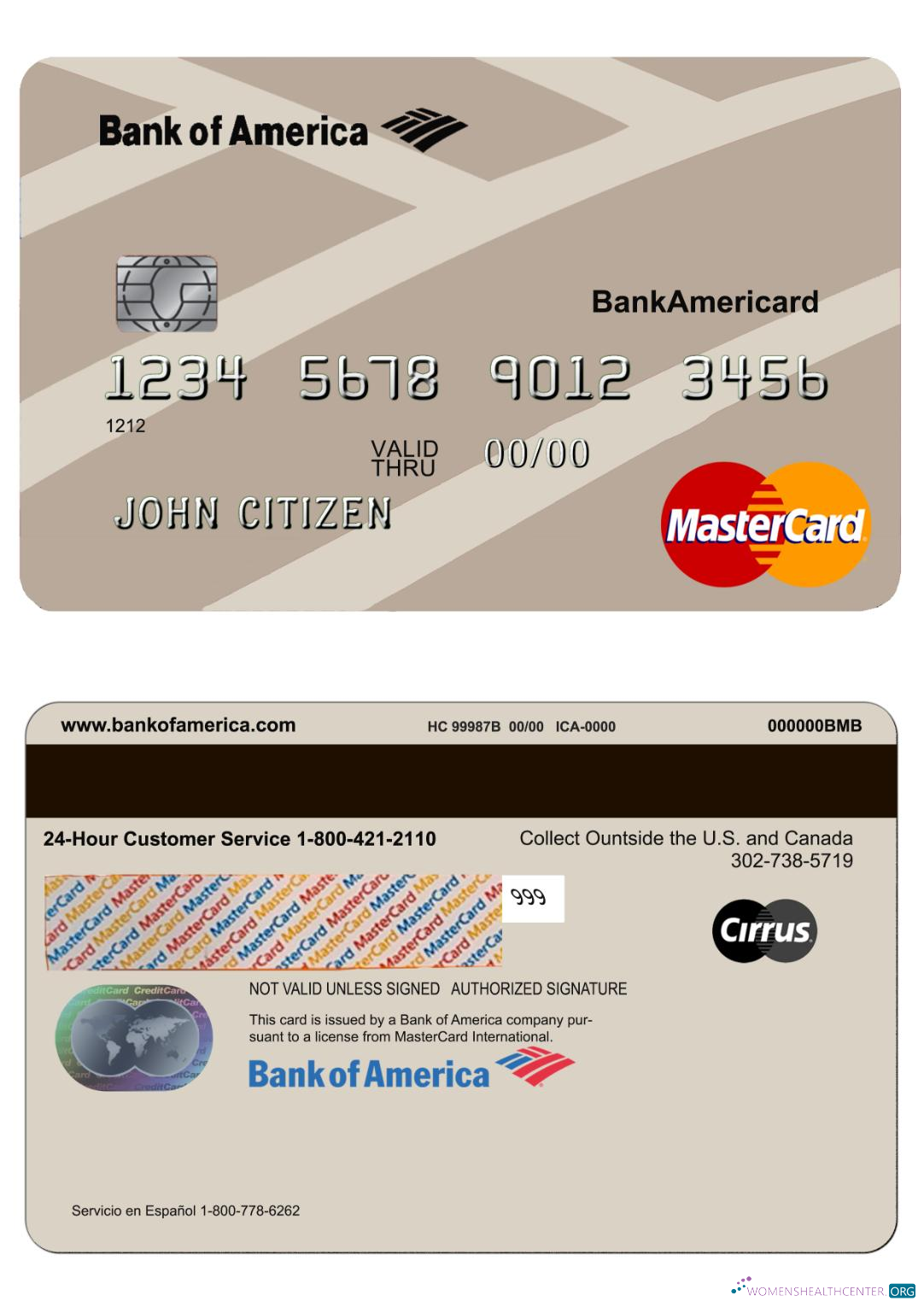 Realistische Herunterladen USA Bank von America Bank Mastercard Photoshop Vorlage