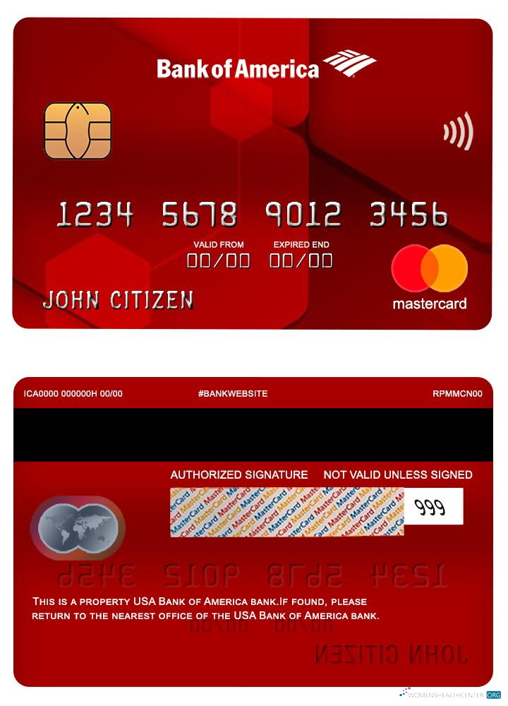 Professionelle Herunterladen USA Bank von America Bank Mastercard Red Photoshop Vorlage