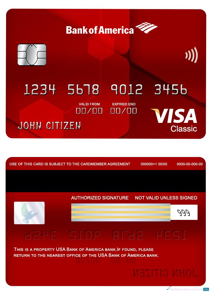 Editierbare Herunterladen USA Bank von America Bank Visa Classic Karte Photoshop Vorlage
