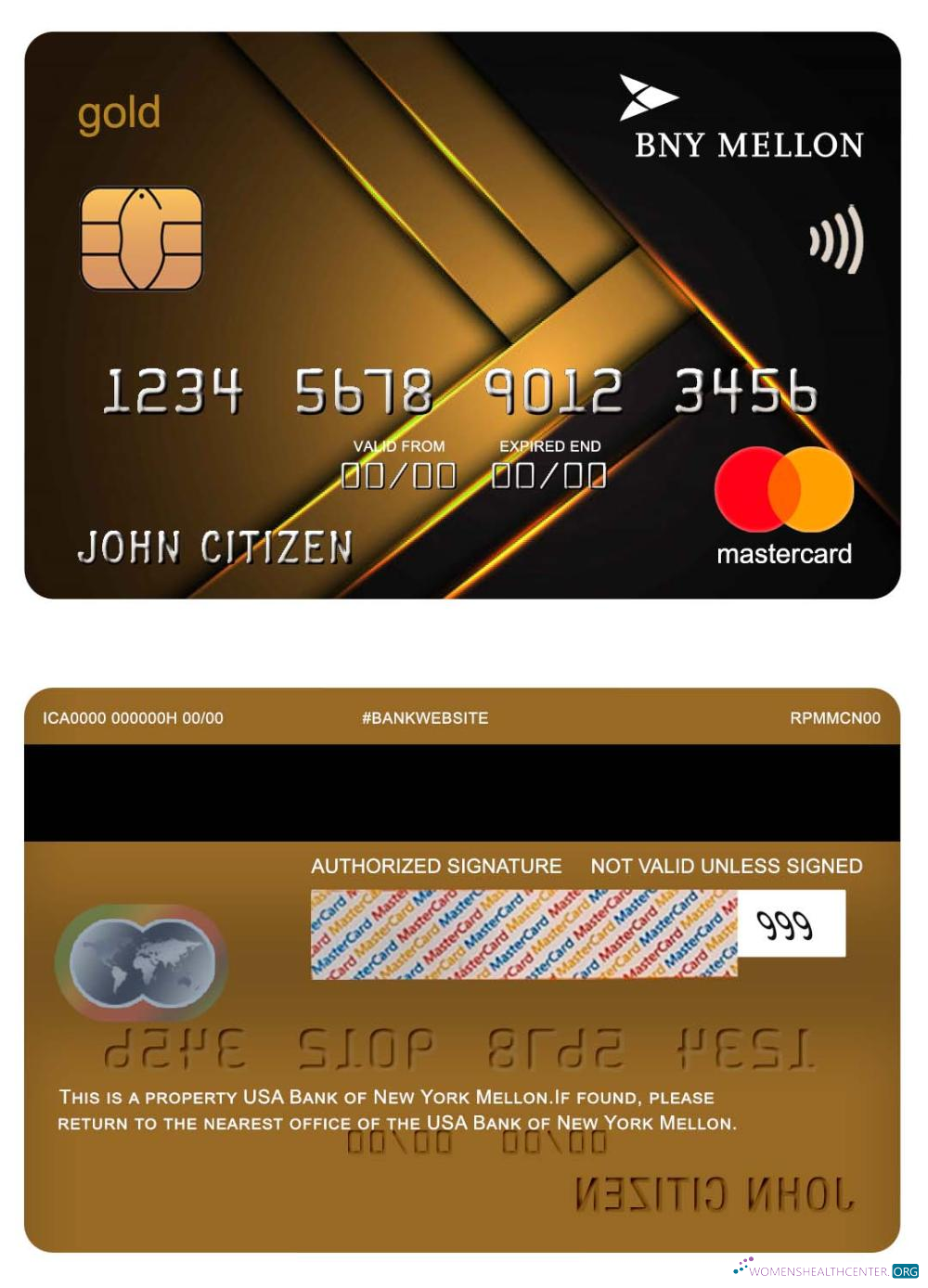 Premium Herunterladen USA Bank von Neu York Mellon Gold Mastercard Photoshop Vorlage