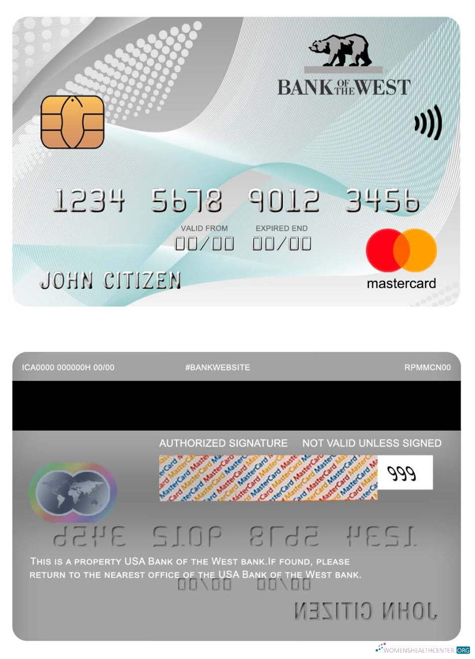 Hochwertige Herunterladen USA Bank von The West Bank Mastercard Photoshop Vorlage