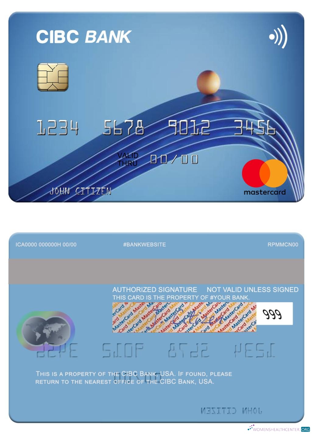 Premium Herunterladen USA CIBC Bank Mastercard Photoshop Vorlage