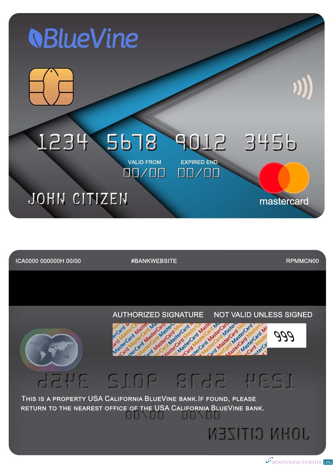 Premium Herunterladen USA California BlueVine Bank Mastercard Photoshop Vorlage
