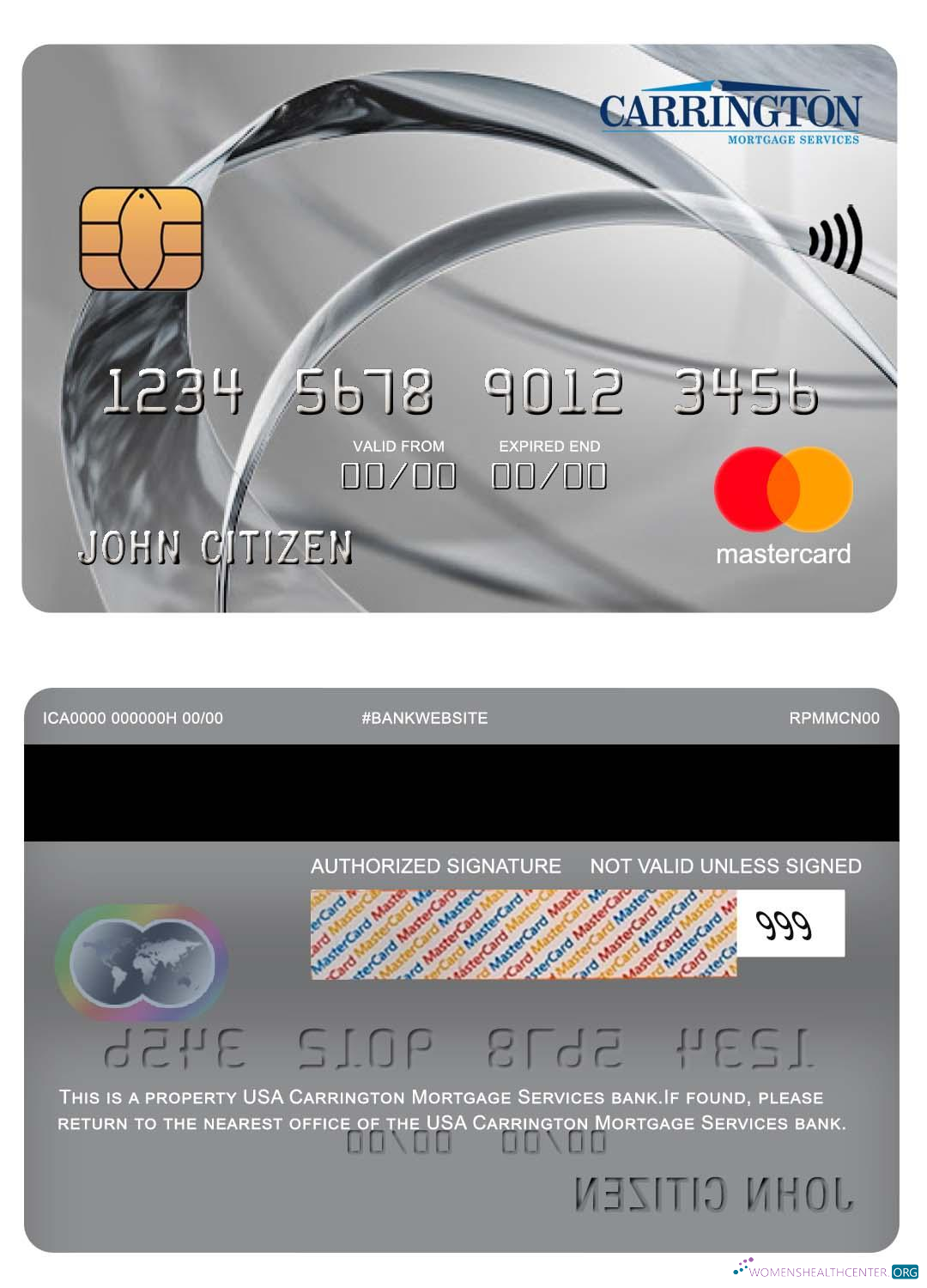 Editierbare Herunterladen USA Carrington Hypothek Services Bank Mastercard Photoshop Vorlage