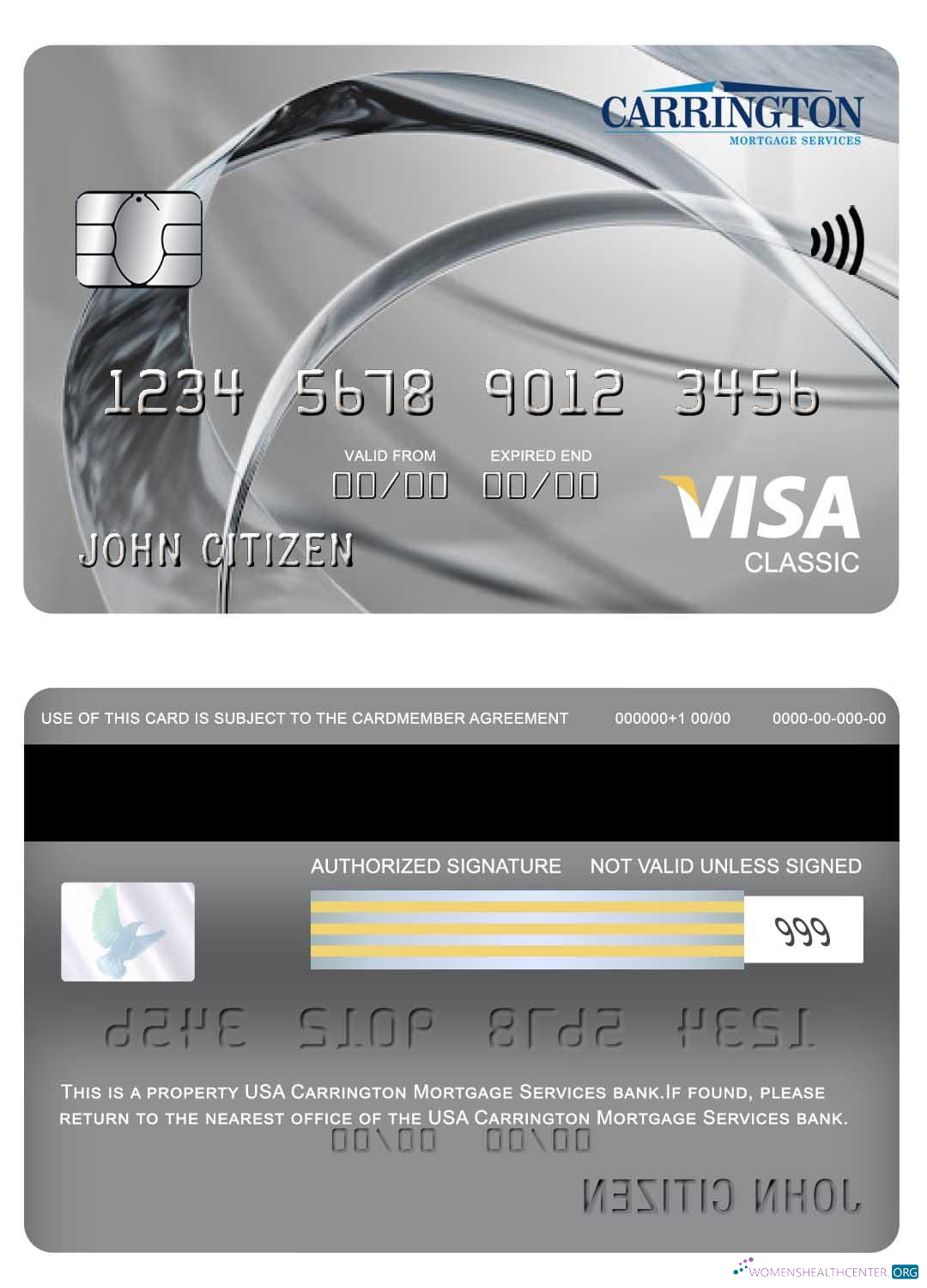 Professionelle Herunterladen USA Carrington Hypothek Services Bank Visa Classic Karte Photoshop Vorlage