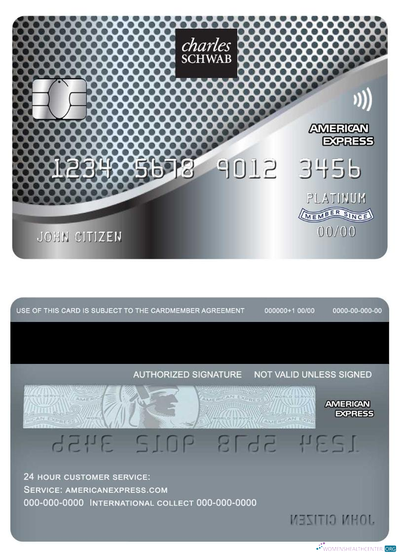Editierbare Herunterladen USA Charles Schwab & Co Bank American Express Kredit Karte Photoshop Vorlage
