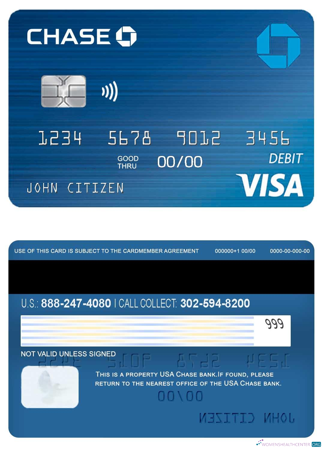 Hochwertige Herunterladen USA Chase Bank Visa Debit Karte 2 Photoshop Vorlage